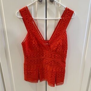 Diane Von Furstenberg Vibrant Red Lace Blouse